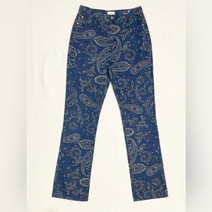 WeWoreWhat Revolve The Icon Jean Night Sky Blue Paisley Print Pants
